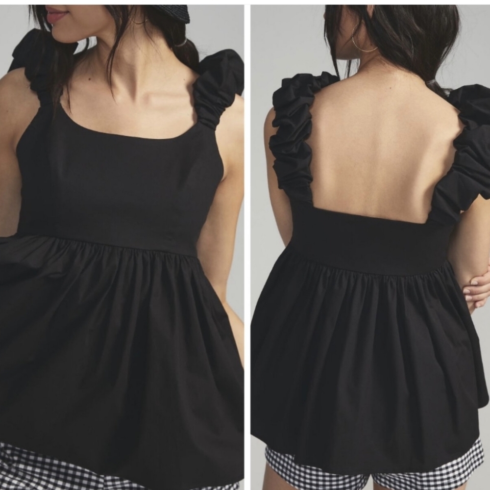 NWT Antropologie Corey Lynn Calter Morley Babydoll Tunic Black Size SP